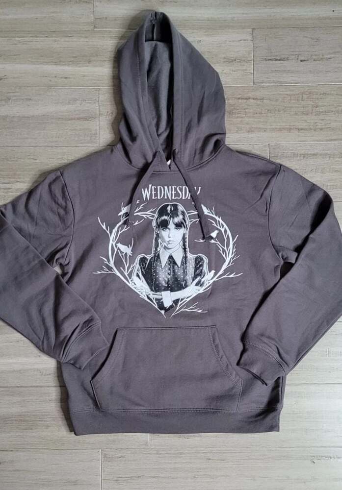 Wednesday Addams Netflix Graphic Hoodie - Gray Pullover